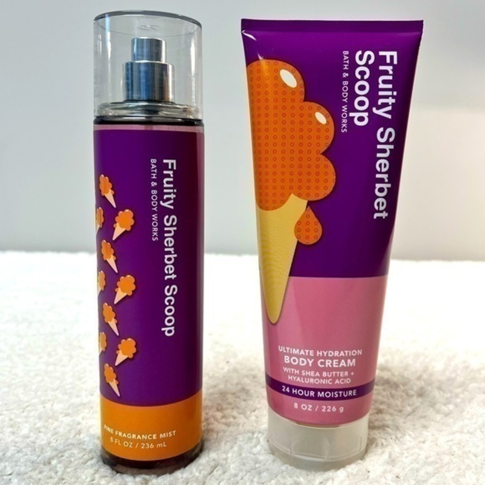 🎉HP🎉Bath & Body Works "Fruity Sherbert Scoop" Body Creme, Fine Mist & Bundle